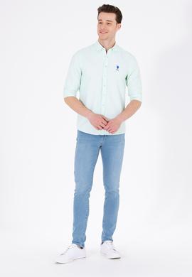 Erkek Su Yeşili Uzun Kollu Basic Gömlek - 50262980089