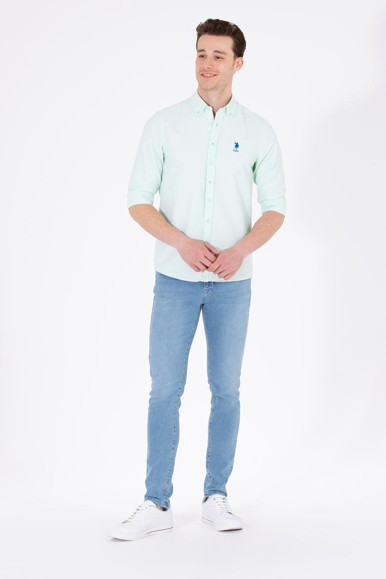 Erkek Su Yeşili Uzun Kollu Basic Gömlek - 50262980089