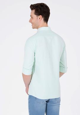 Erkek Su Yeşili Uzun Kollu Basic Gömlek - 50262980089
