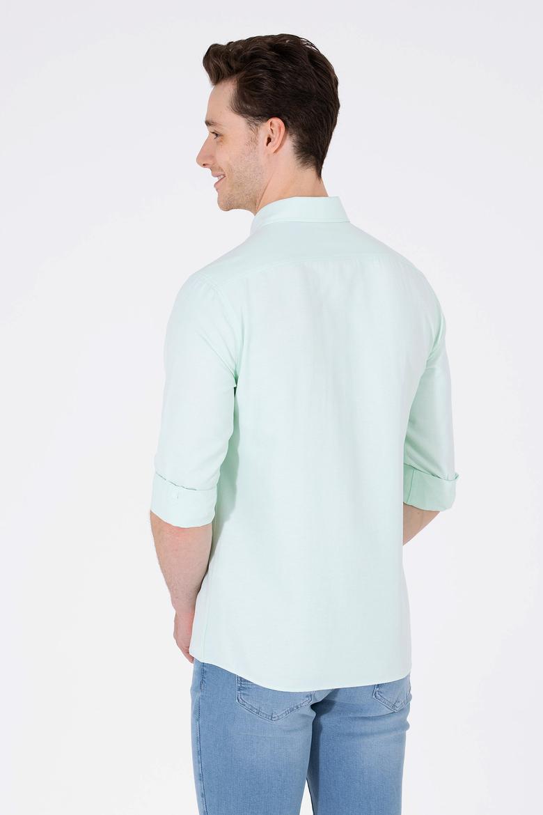 Erkek Su Yeşili Uzun Kollu Basic Gömlek - 50262980089