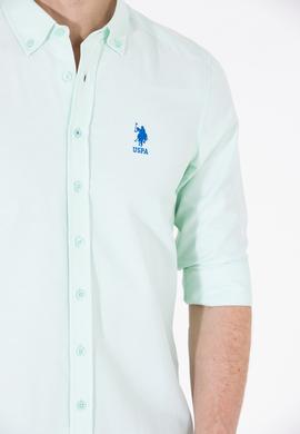 Erkek Su Yeşili Uzun Kollu Basic Gömlek - 50262980089