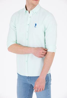 Erkek Su Yeşili Uzun Kollu Basic Gömlek - 50262980089