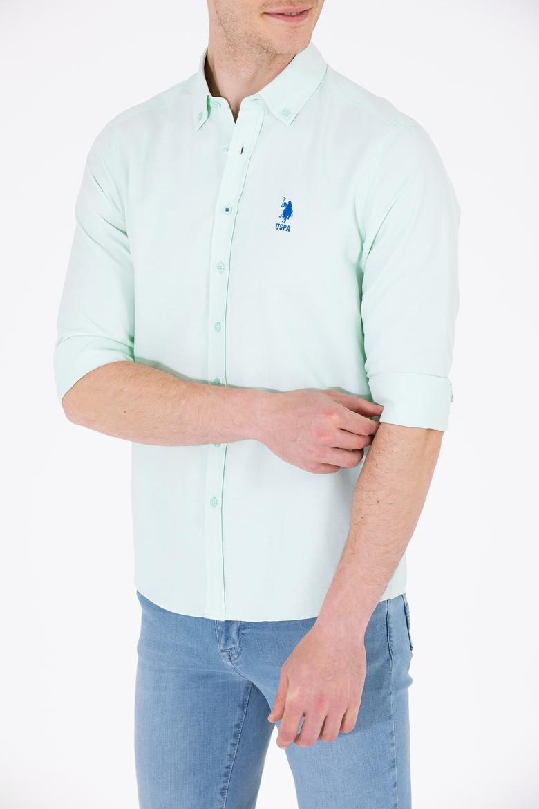 Erkek Su Yeşili Uzun Kollu Basic Gömlek - 50262980089