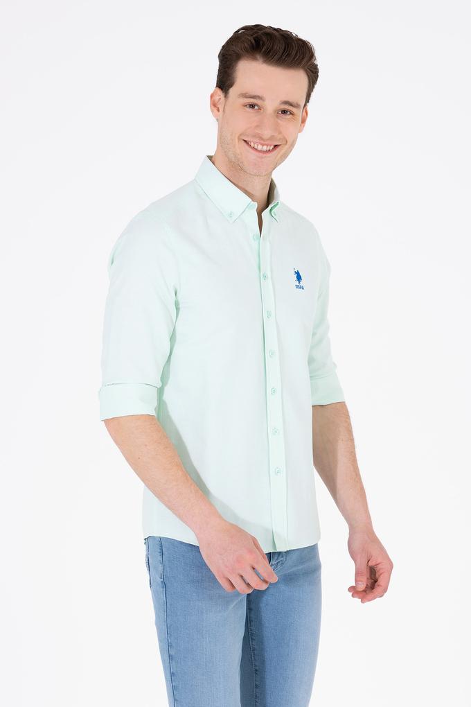 Erkek Su Yeşili Uzun Kollu Basic Gömlek