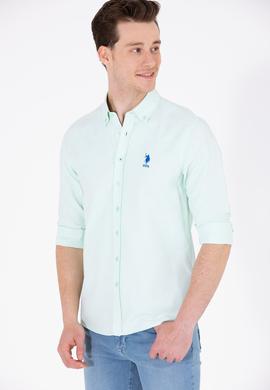 Erkek Su Yeşili Uzun Kollu Basic Gömlek - 50262980089