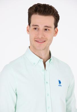 Erkek Su Yeşili Uzun Kollu Basic Gömlek - 50262980089