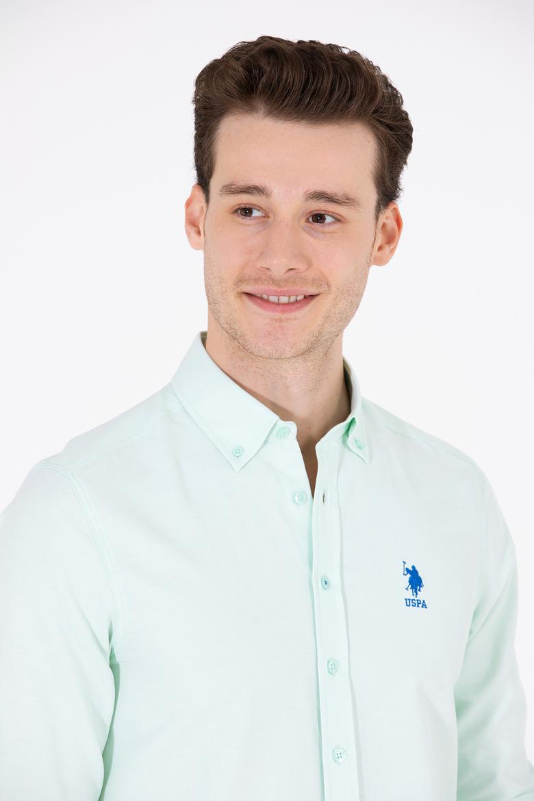 Erkek Su Yeşili Uzun Kollu Basic Gömlek - 50262980089