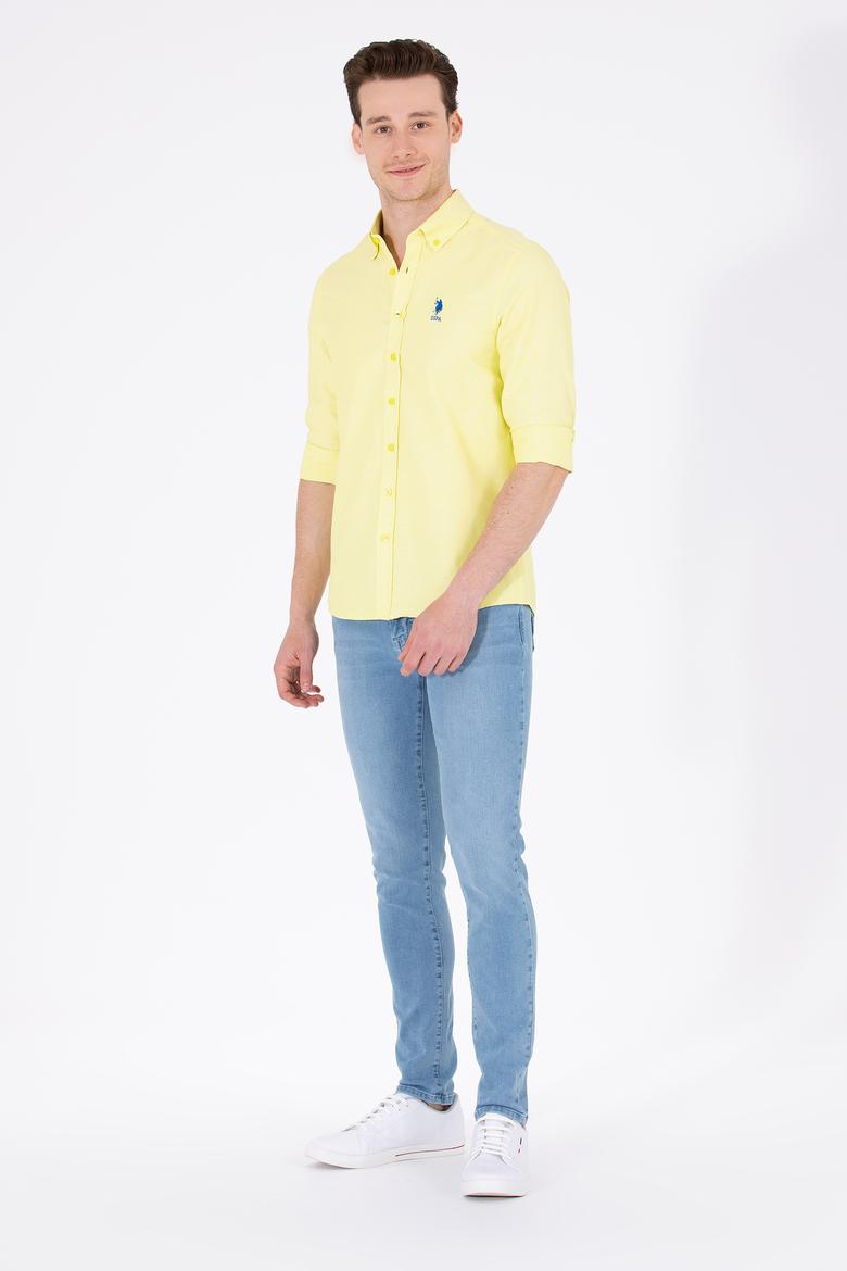 Erkek Neon Sarı Uzun Kollu Basic Gömlek - 50262980102