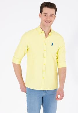 Erkek Neon Sarı Uzun Kollu Basic Gömlek - 50262980102