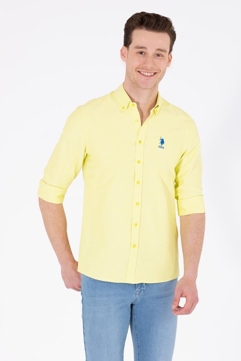 Erkek Neon Sarı Uzun Kollu Basic Gömlek