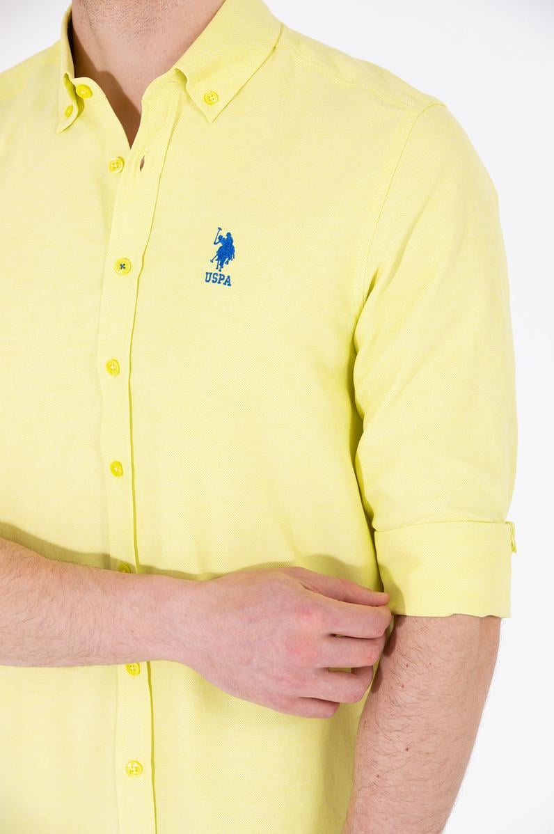 Erkek Neon Sarı Uzun Kollu Basic Gömlek