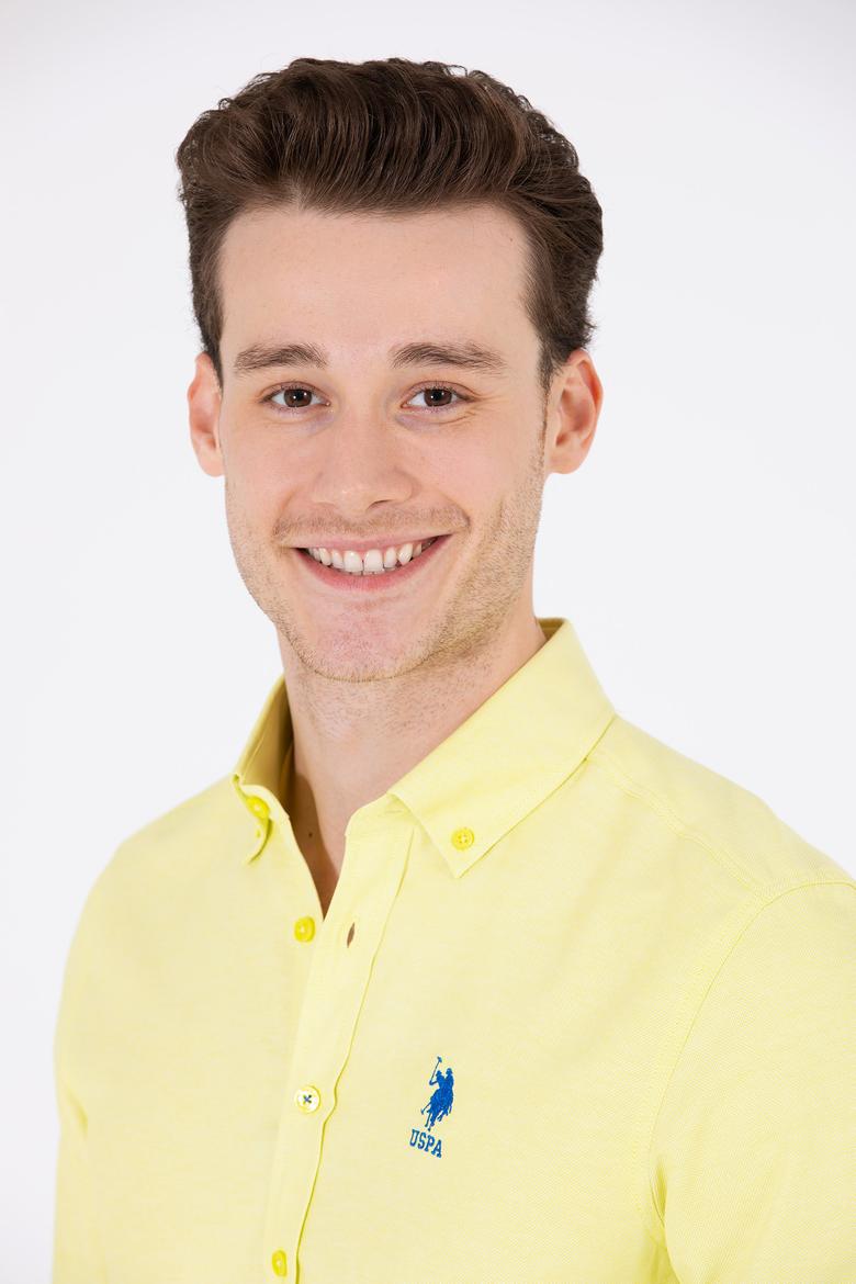 Erkek Neon Sarı Uzun Kollu Basic Gömlek - 50262980102