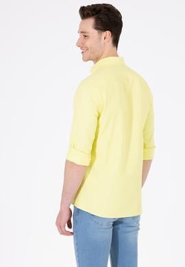Erkek Neon Sarı Uzun Kollu Basic Gömlek - 50262980102