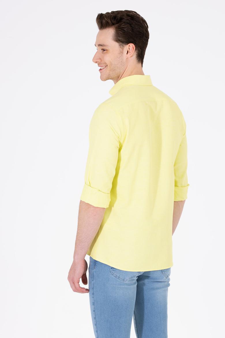 Erkek Neon Sarı Uzun Kollu Basic Gömlek - 50262980102