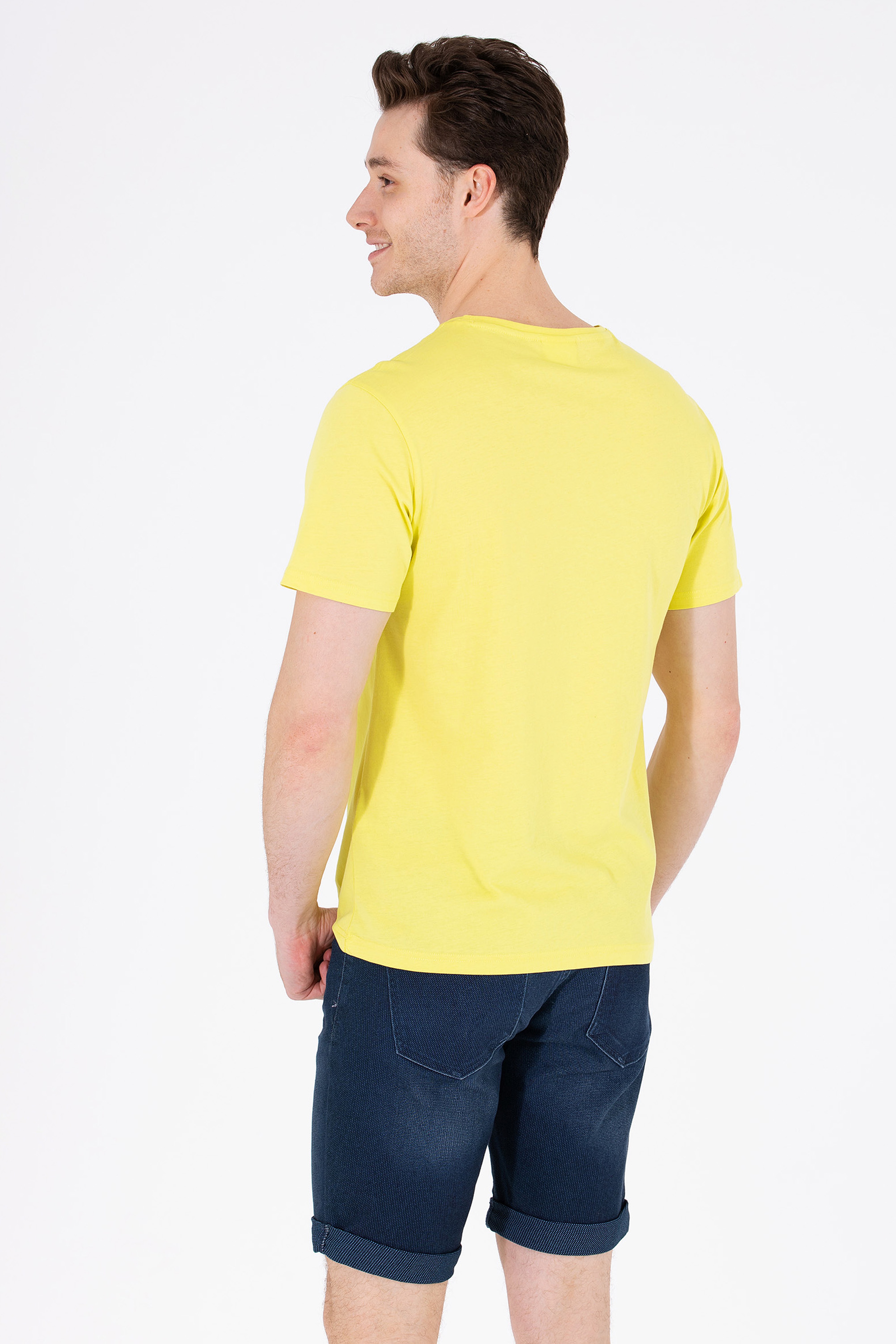 Erkek Citron Basic Bisiklet Yaka Tişört - Image 5