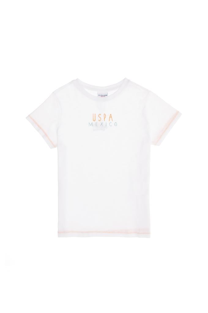 Çocuk Beyaz Bisiklet Yaka Tişört