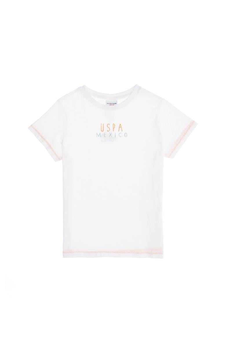 Çocuk Beyaz Bisiklet Yaka Tişört