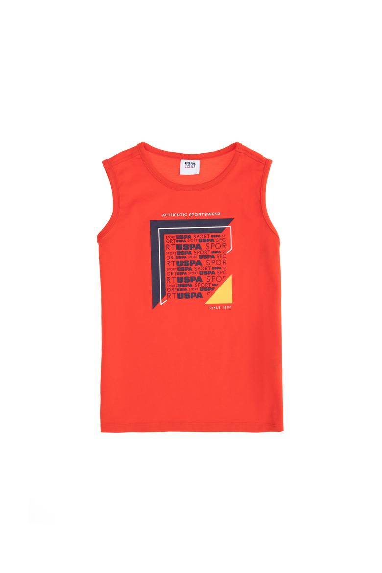 Erkek Çocuk Kırmızı Bisiklet Yaka Kolsuz Tişört - 50263378024