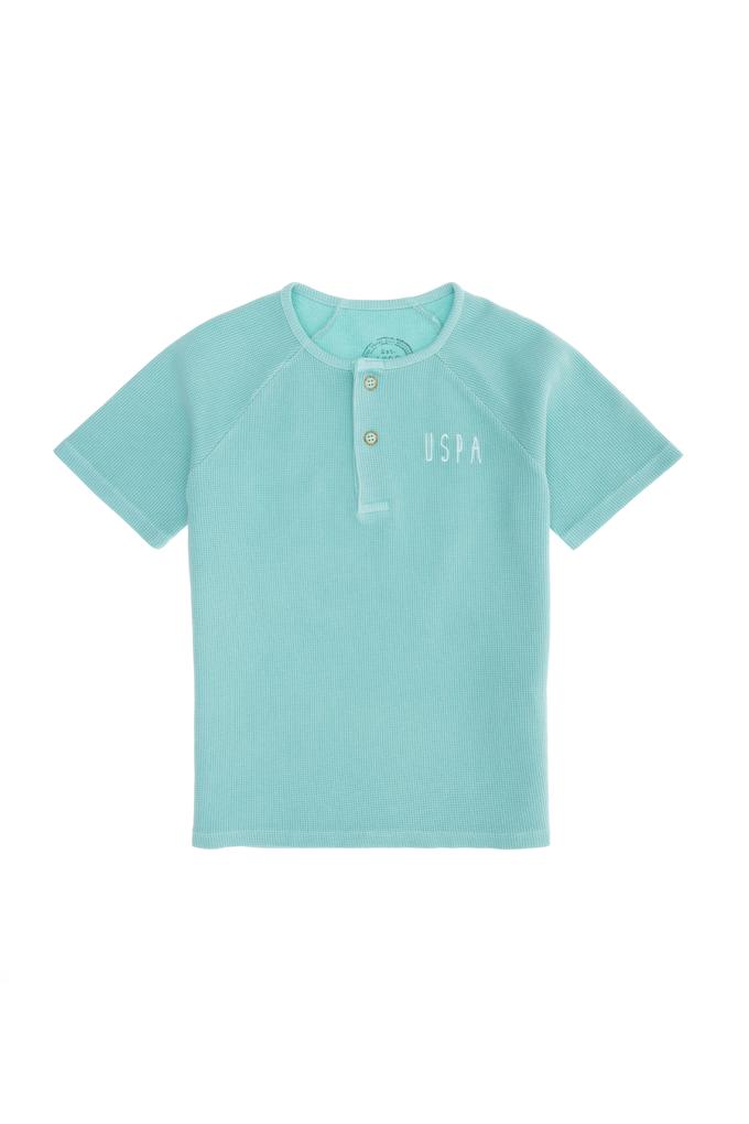 Çocuk Mint Yeşili Bisiklet Yaka Tişört