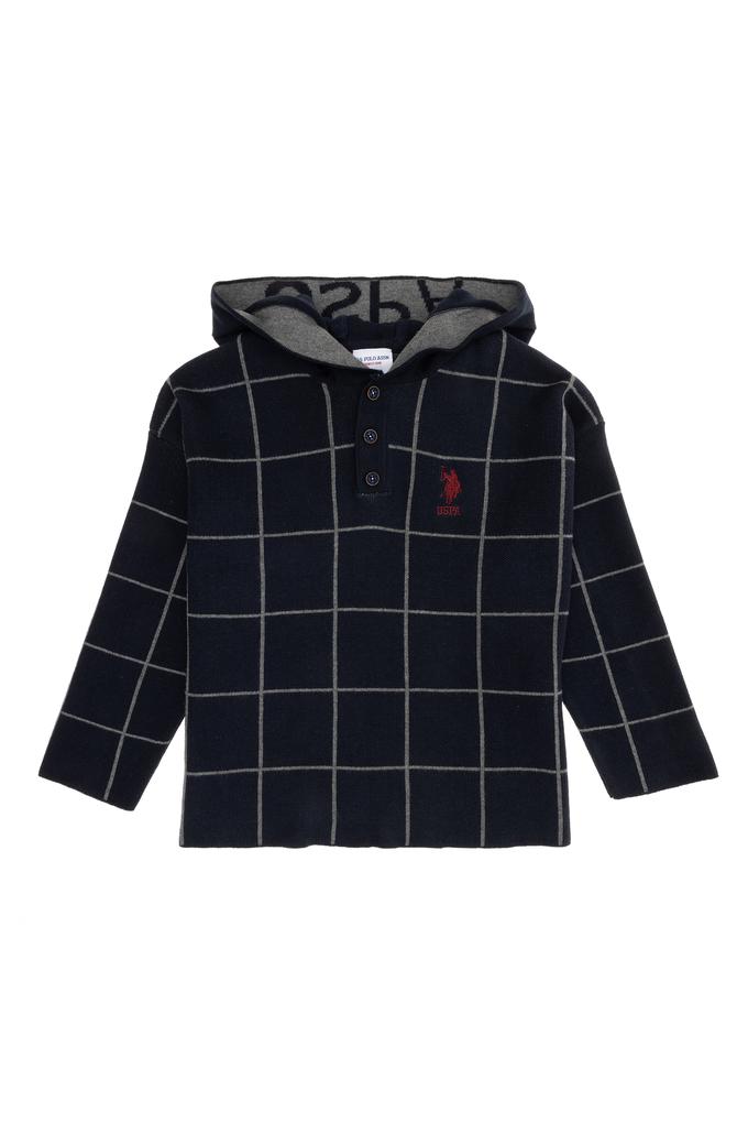 Erkek Çocuk Lacivert Kapüşonlu Kazak