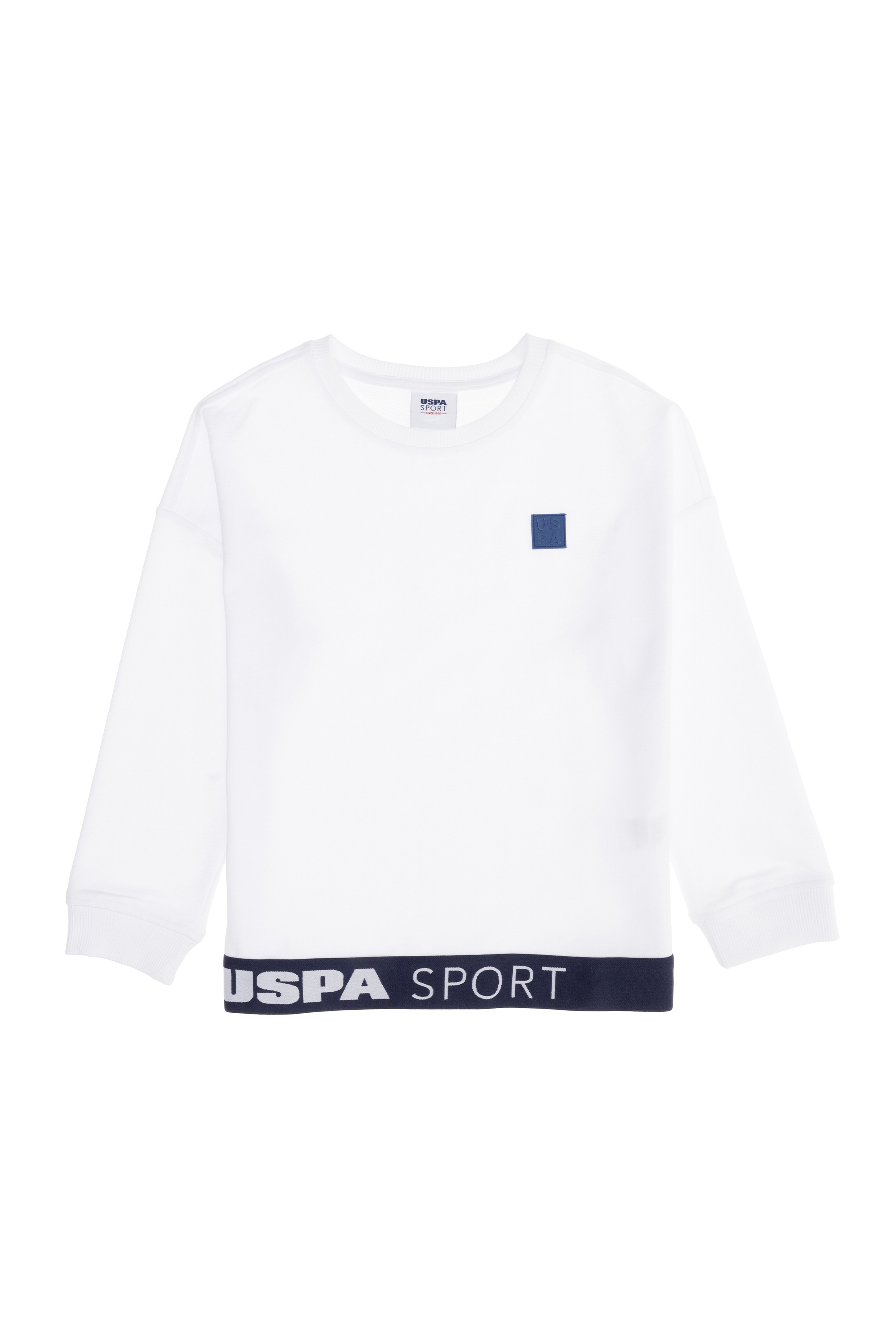 Çocuk Beyaz Bisiklet Yaka Sweatshirt - Image 1