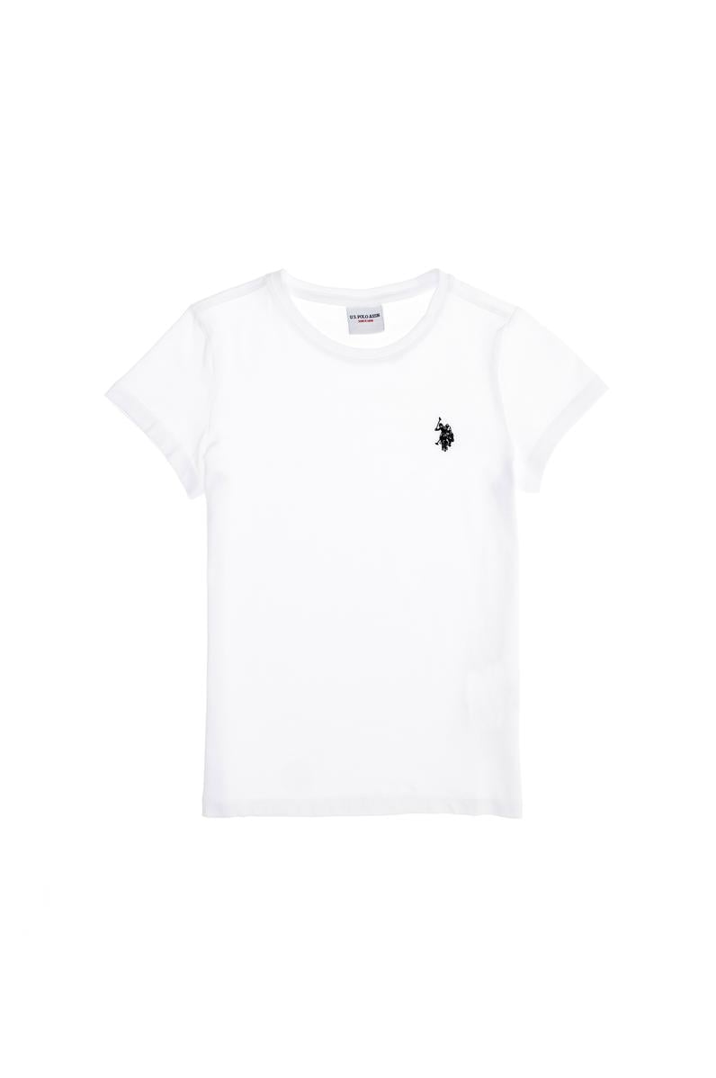 Erkek Çocuk Beyaz Basic Bisiklet Yaka Tişört