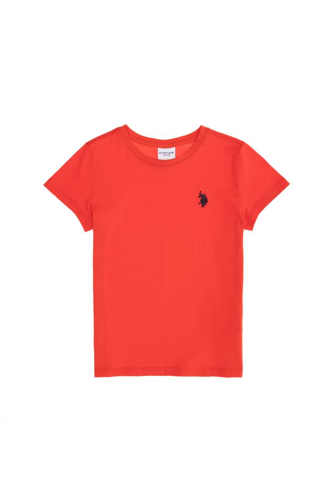 Erkek Çocuk Kırmızı Basic Bisiklet Yaka Tişört