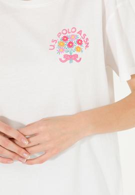 Kadın Ekru Bisiklet Yaka Tişört - 50266362009