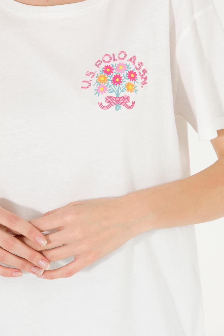 Kadın Ekru Bisiklet Yaka Tişört - 50266362009