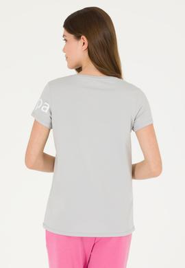 Kadın Gri Bisiklet Yaka Tişört - 50276741053