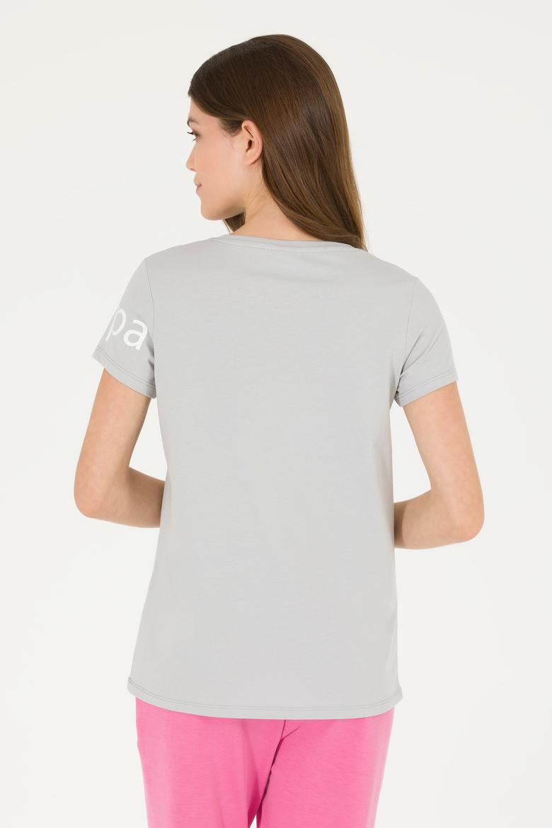 Kadın Gri Bisiklet Yaka Tişört - 50276741053