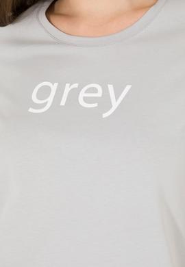 Kadın Gri Bisiklet Yaka Tişört - 50276741053