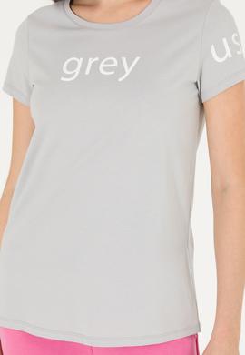 Kadın Gri Bisiklet Yaka Tişört - 50276741053