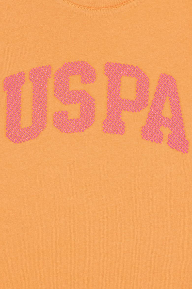 Kız Çocuk Turuncu Bisiklet Yaka Basic Tişört - 50264332126