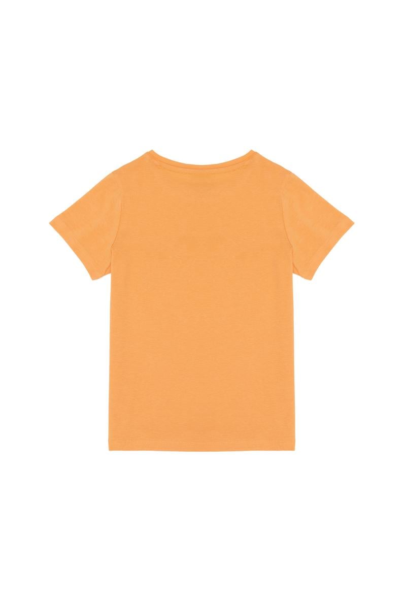 Kız Çocuk Turuncu Bisiklet Yaka Basic Tişört