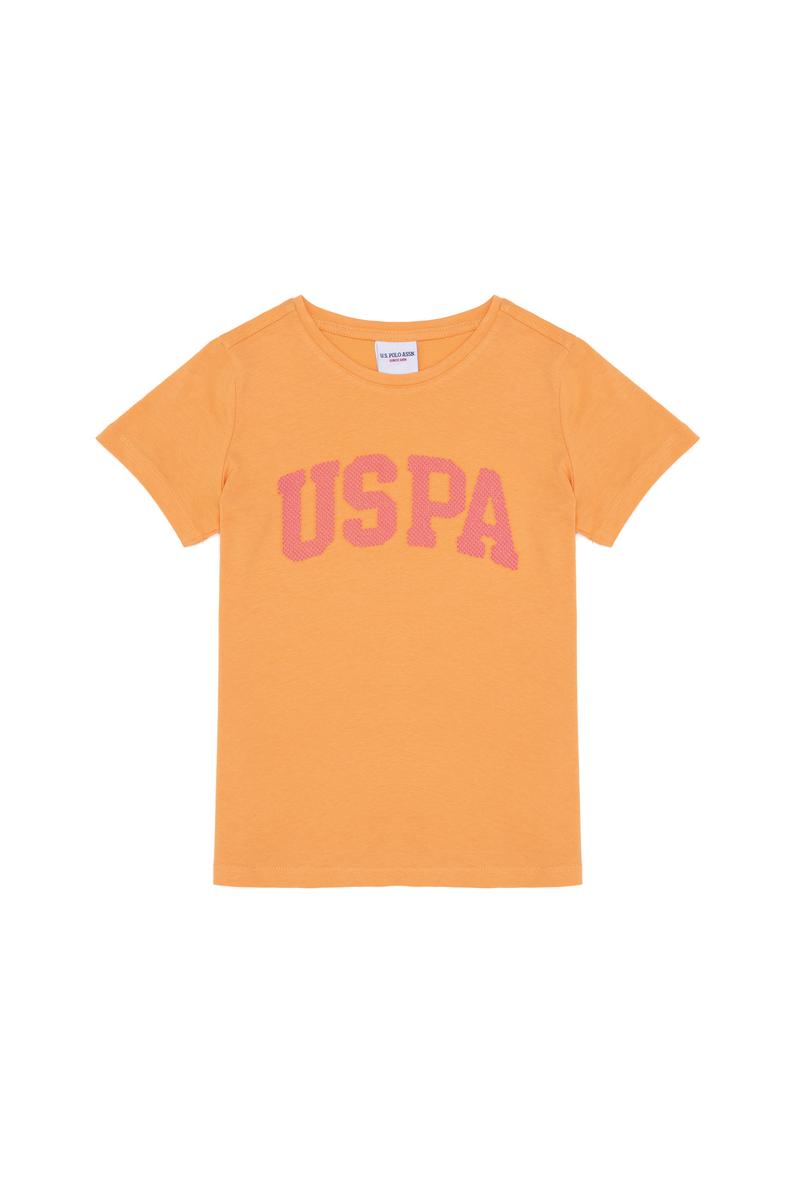 Kız Çocuk Turuncu Bisiklet Yaka Basic Tişört