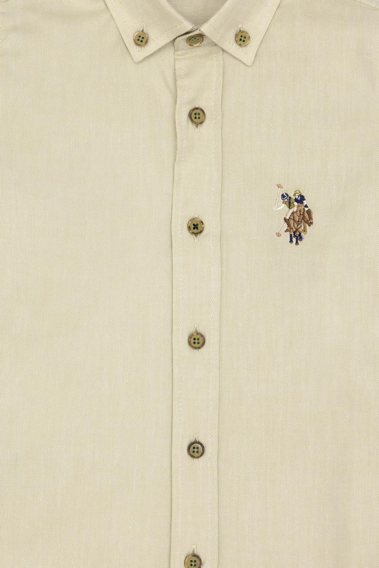 Erkek Çocuk Koyu Haki Uzun Kollu Basic Gömlek - 50263107243