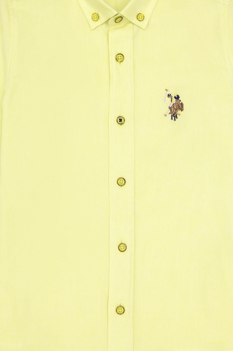 Erkek Çocuk Neon Sarı Uzun Kollu Basic Gömlek