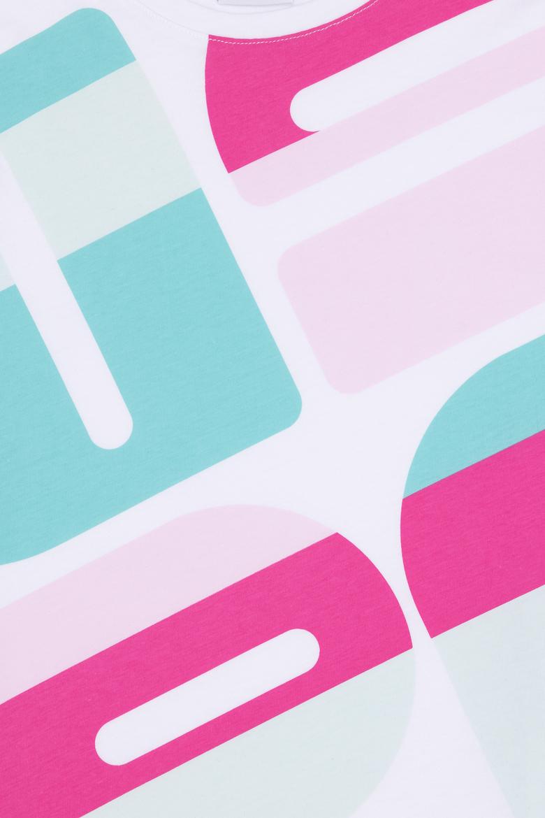 Kız Çocuk Bisiklet Yaka Beyaz Tişört - 50265385004