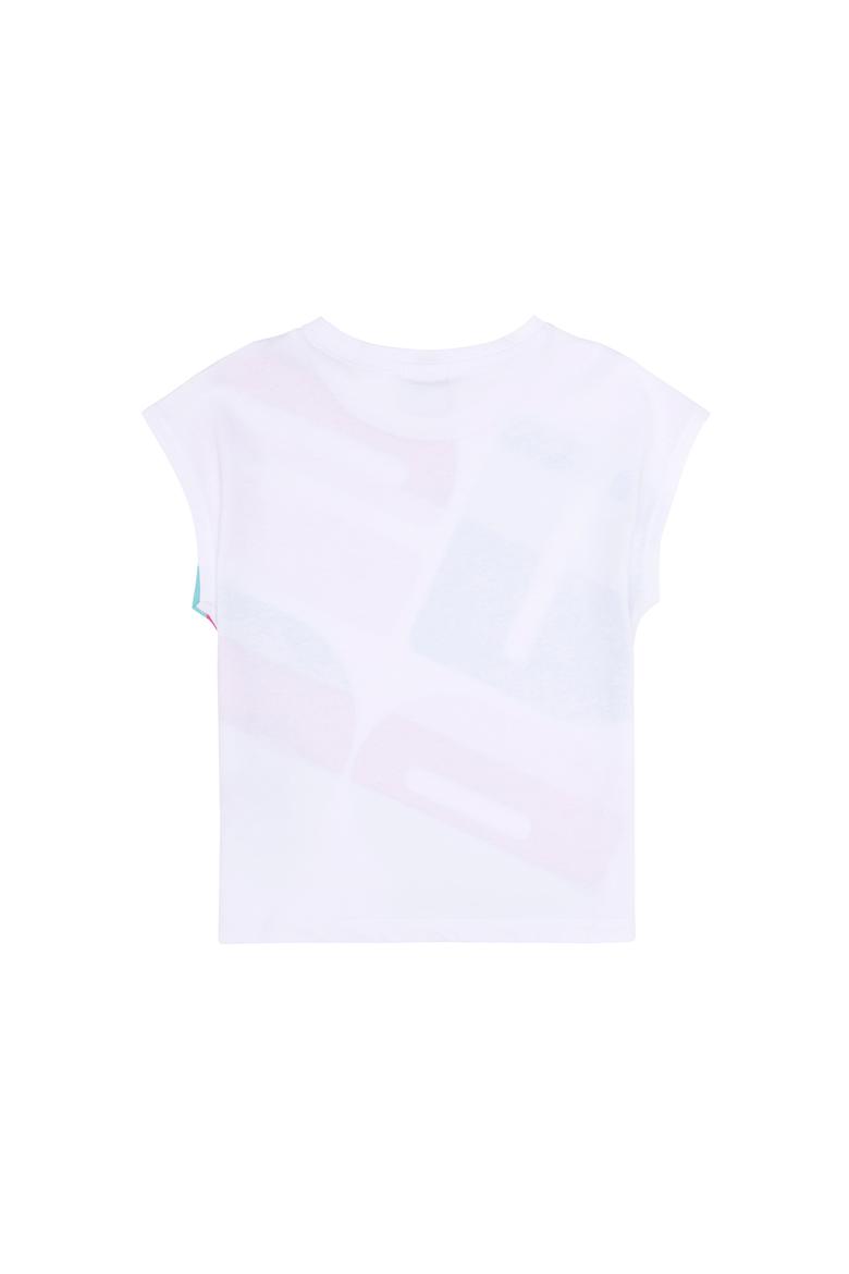 Kız Çocuk Bisiklet Yaka Beyaz Tişört - 50265385004