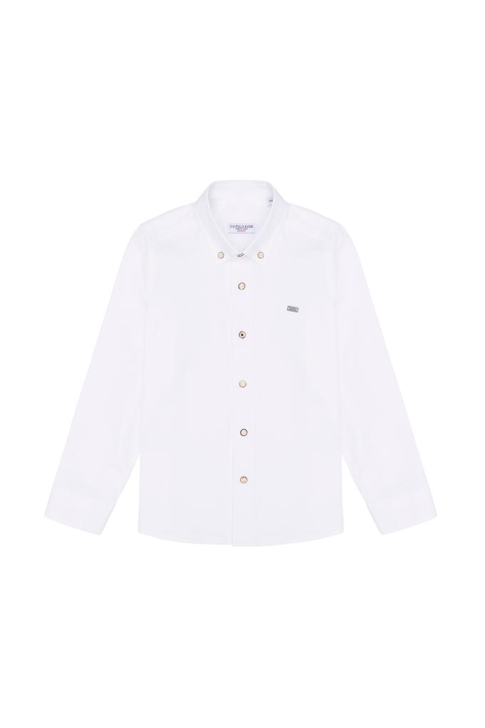 Erkek Çocuk Beyaz Uzun Kollu Basic Gömlek