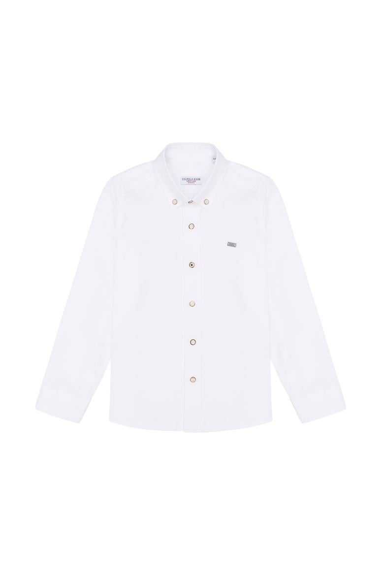 Erkek Çocuk Beyaz Uzun Kollu Basic Gömlek
