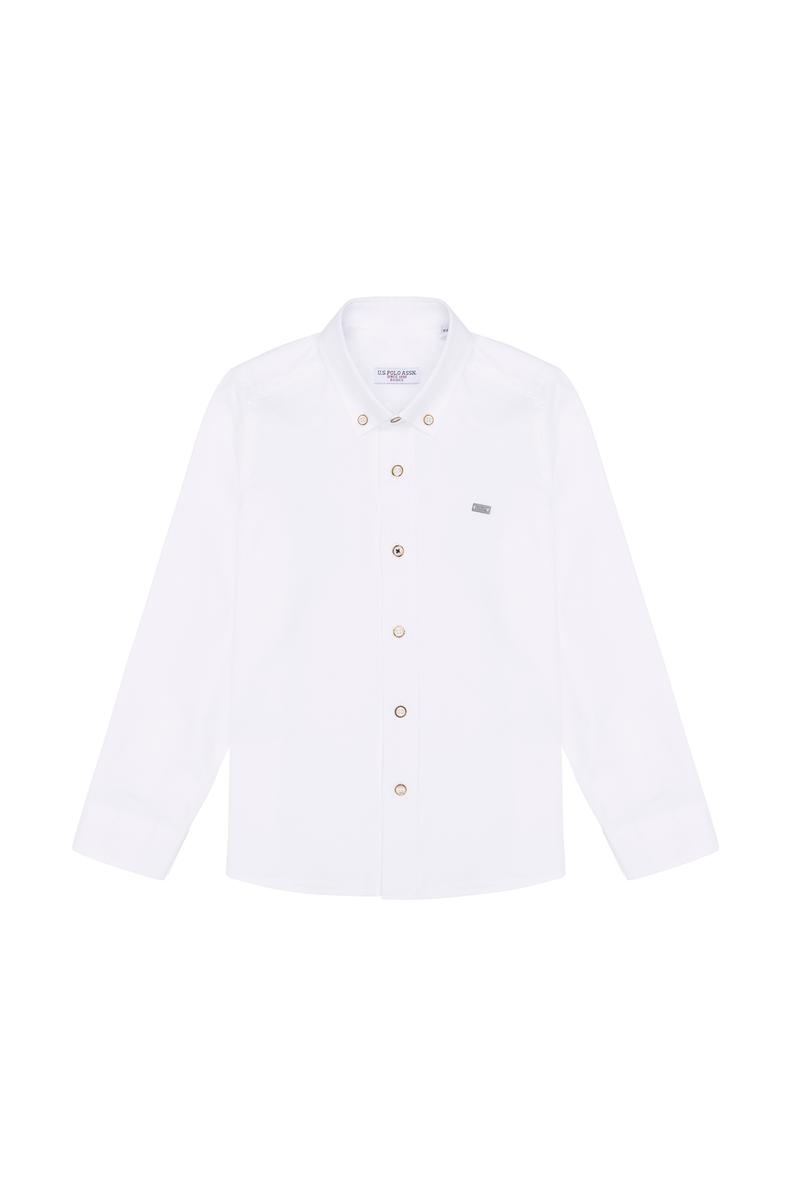 Erkek Çocuk Beyaz Uzun Kollu Basic Gömlek