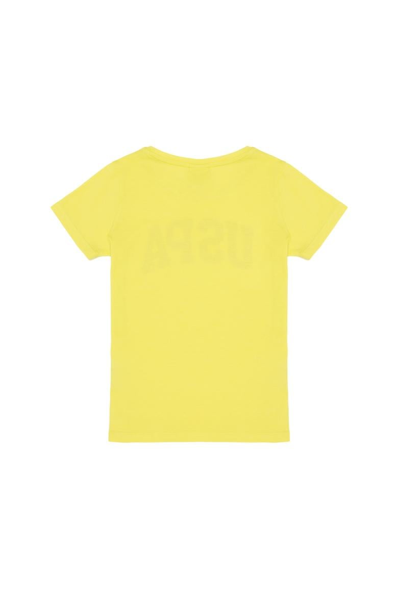 Kız Çocuk Neon Sarı Bisiklet Yaka Basic Tişört - 50264332166