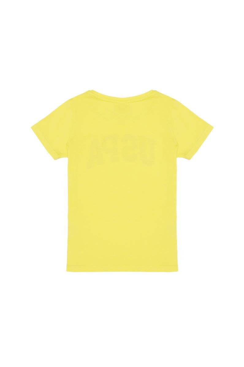 Kız Çocuk Neon Sarı Bisiklet Yaka Basic Tişört