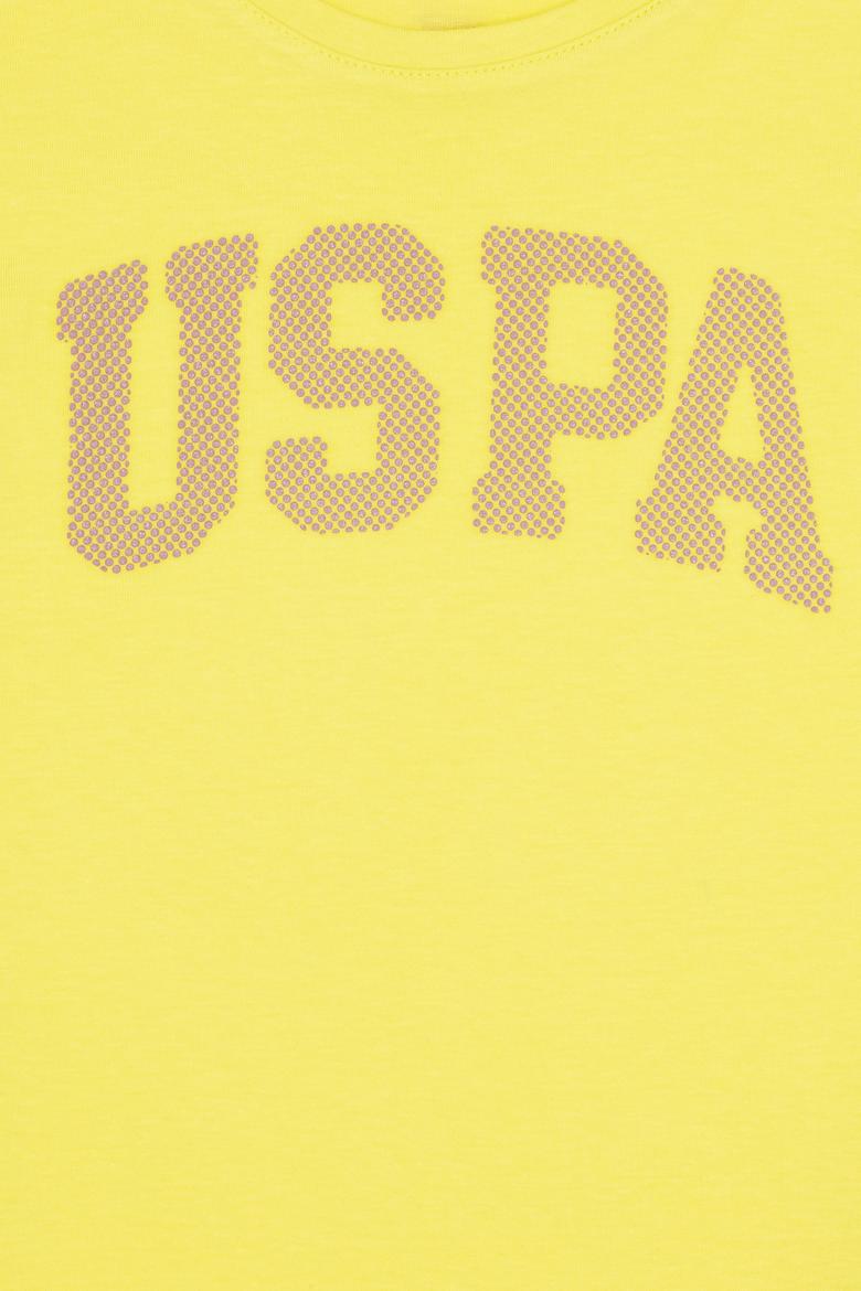 Kız Çocuk Neon Sarı Bisiklet Yaka Basic Tişört - 50264332166