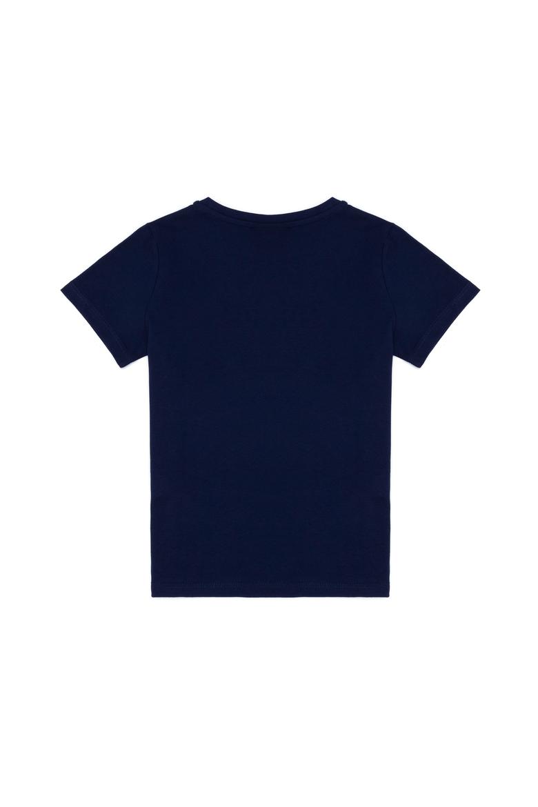 Kız Çocuk Lacivert Bisiklet Yaka Basic Tişört - 50264332036