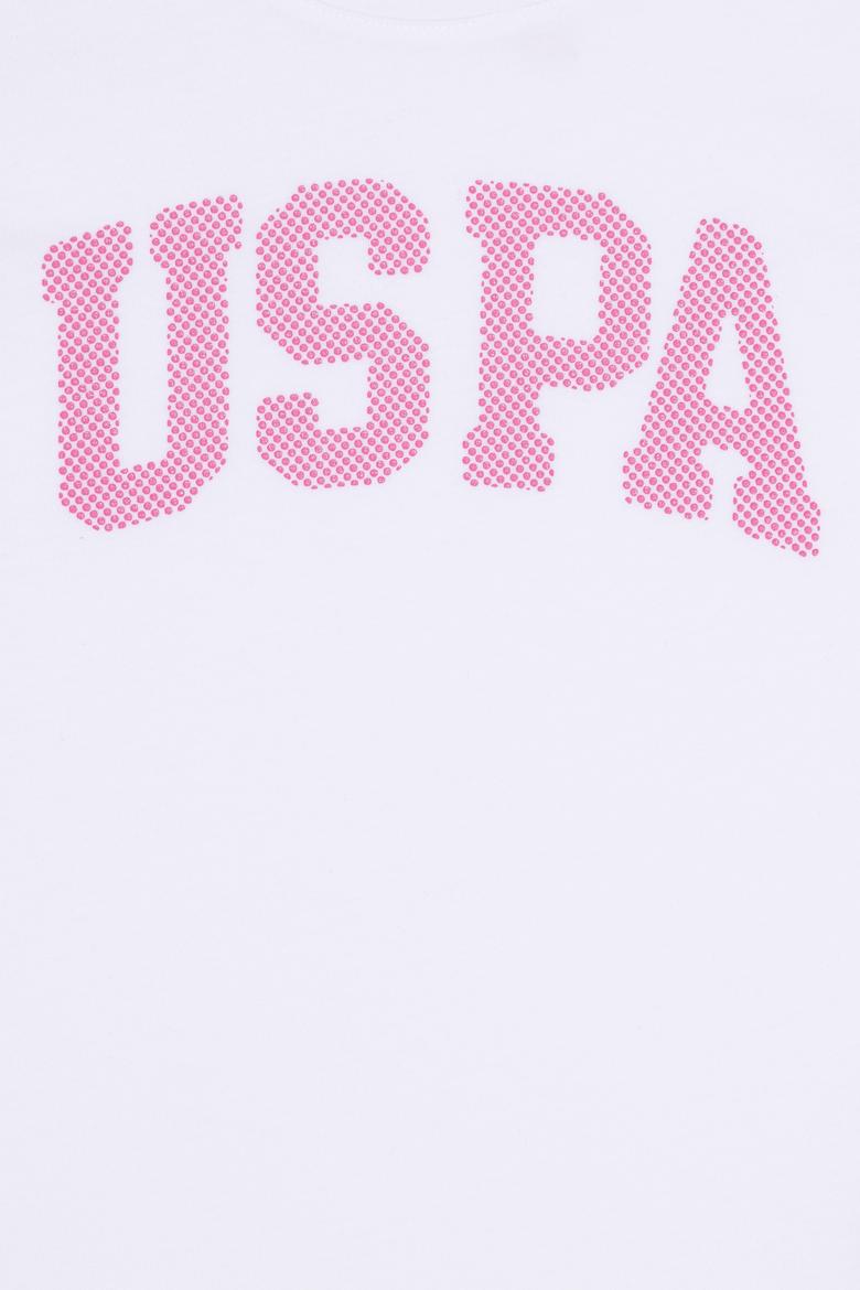 Kız Çocuk Beyaz Bisiklet Yaka Basic Tişört - 50264332015