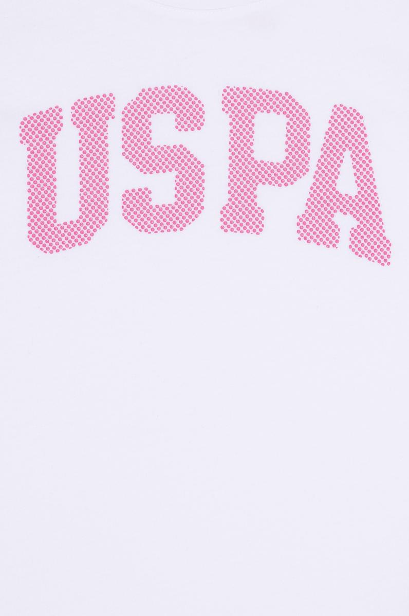 Kız Çocuk Beyaz Bisiklet Yaka Basic Tişört