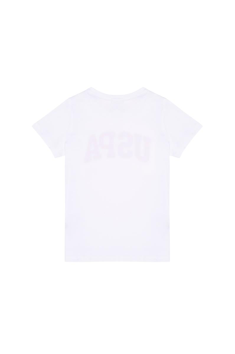 Kız Çocuk Beyaz Bisiklet Yaka Basic Tişört